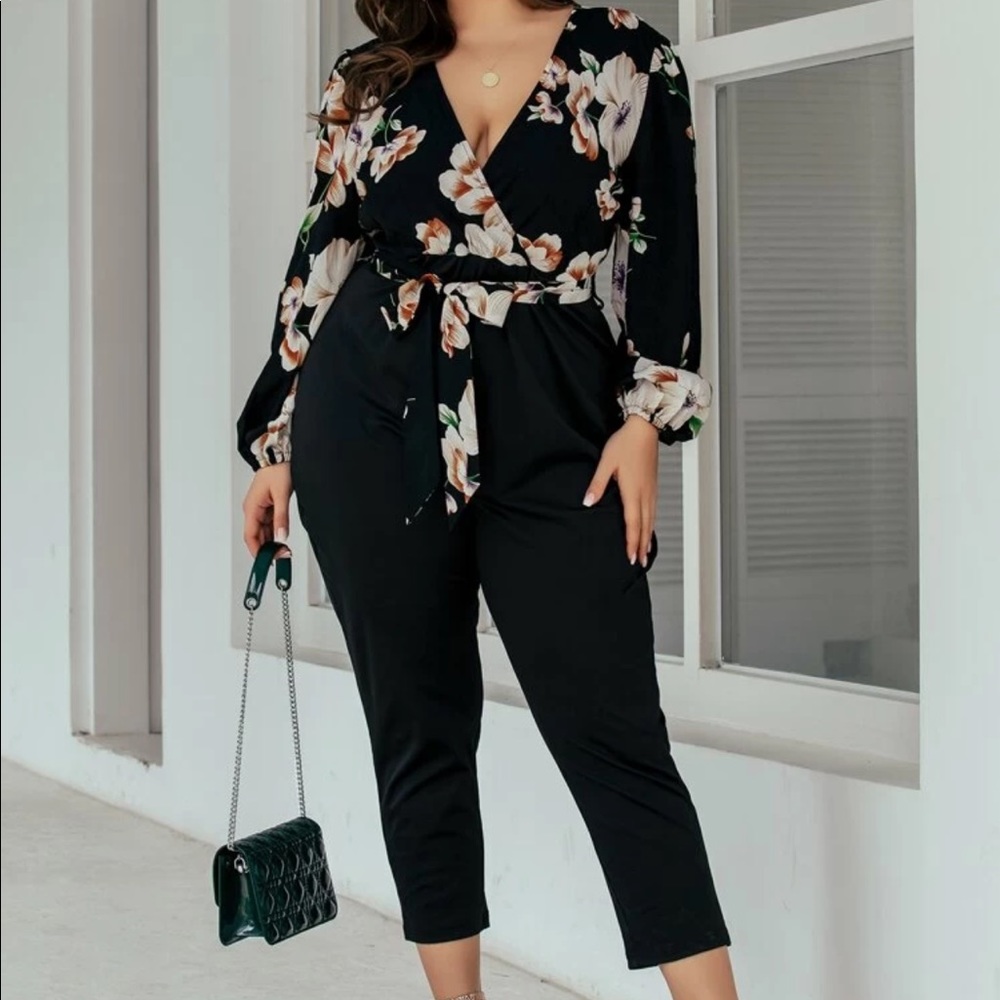 Plus floral jumpsuit
